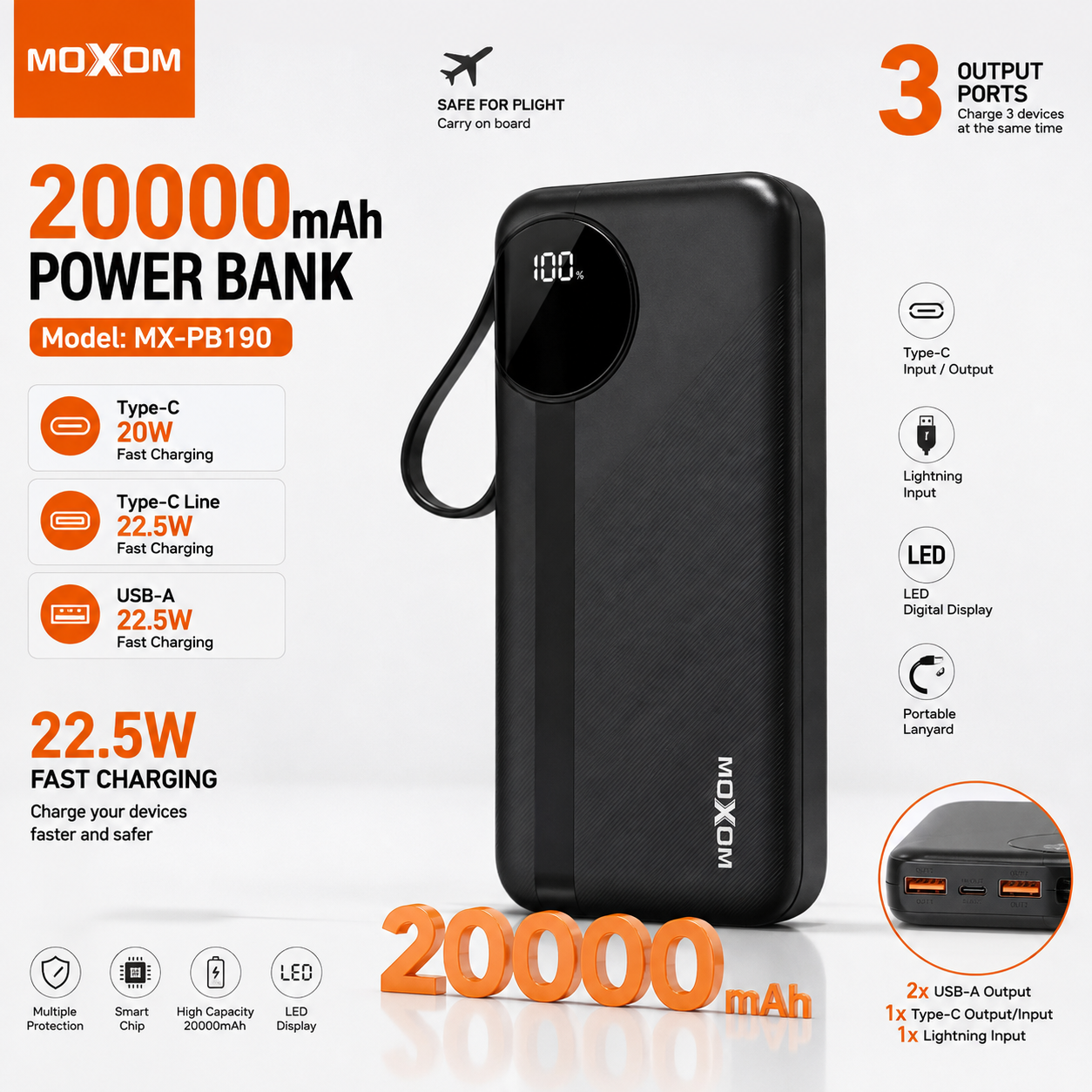 20000mah fast 22.5w MX-PB190
