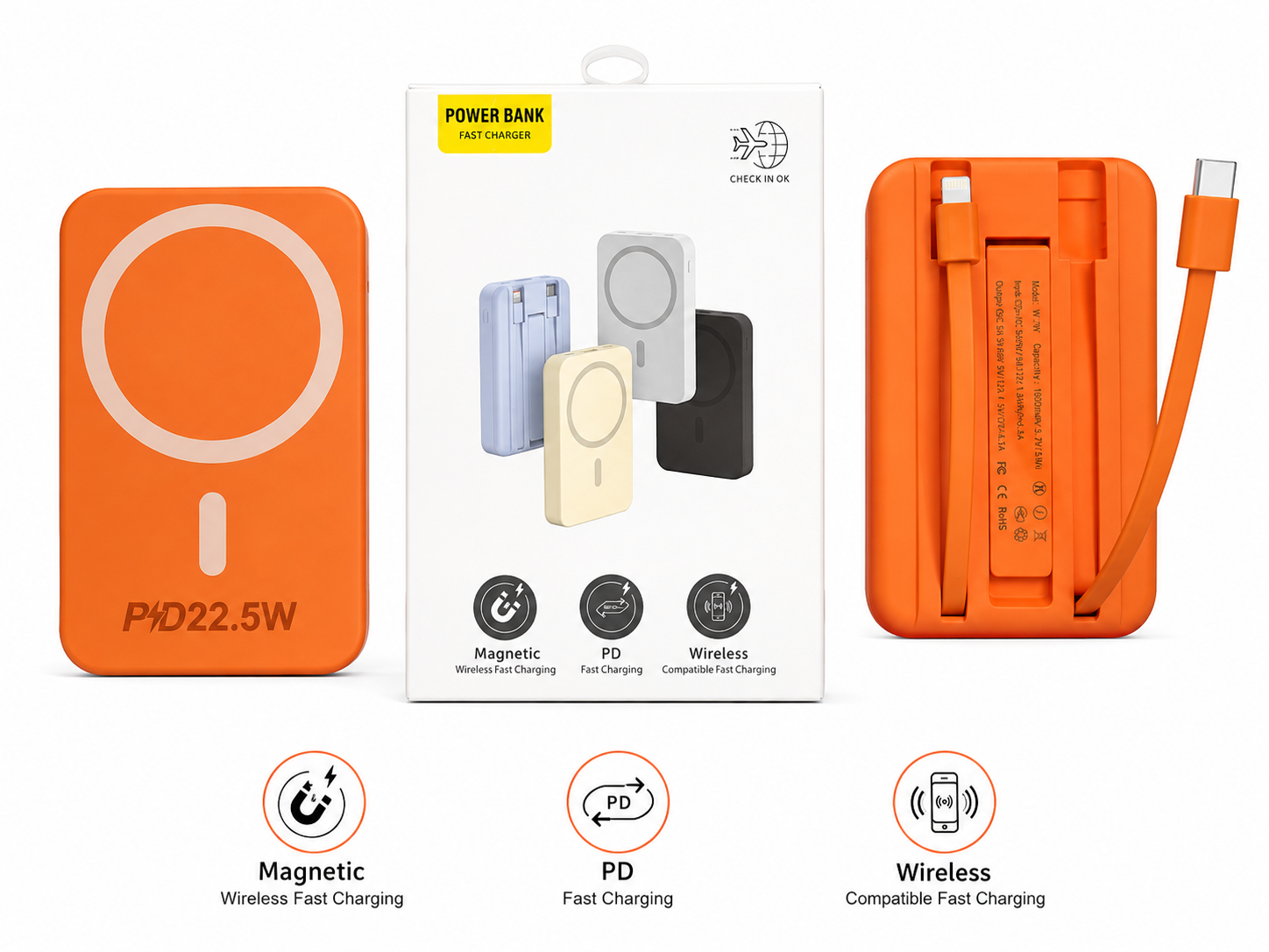 power bank 10K  magsave + 2 cable (typec+iphone)