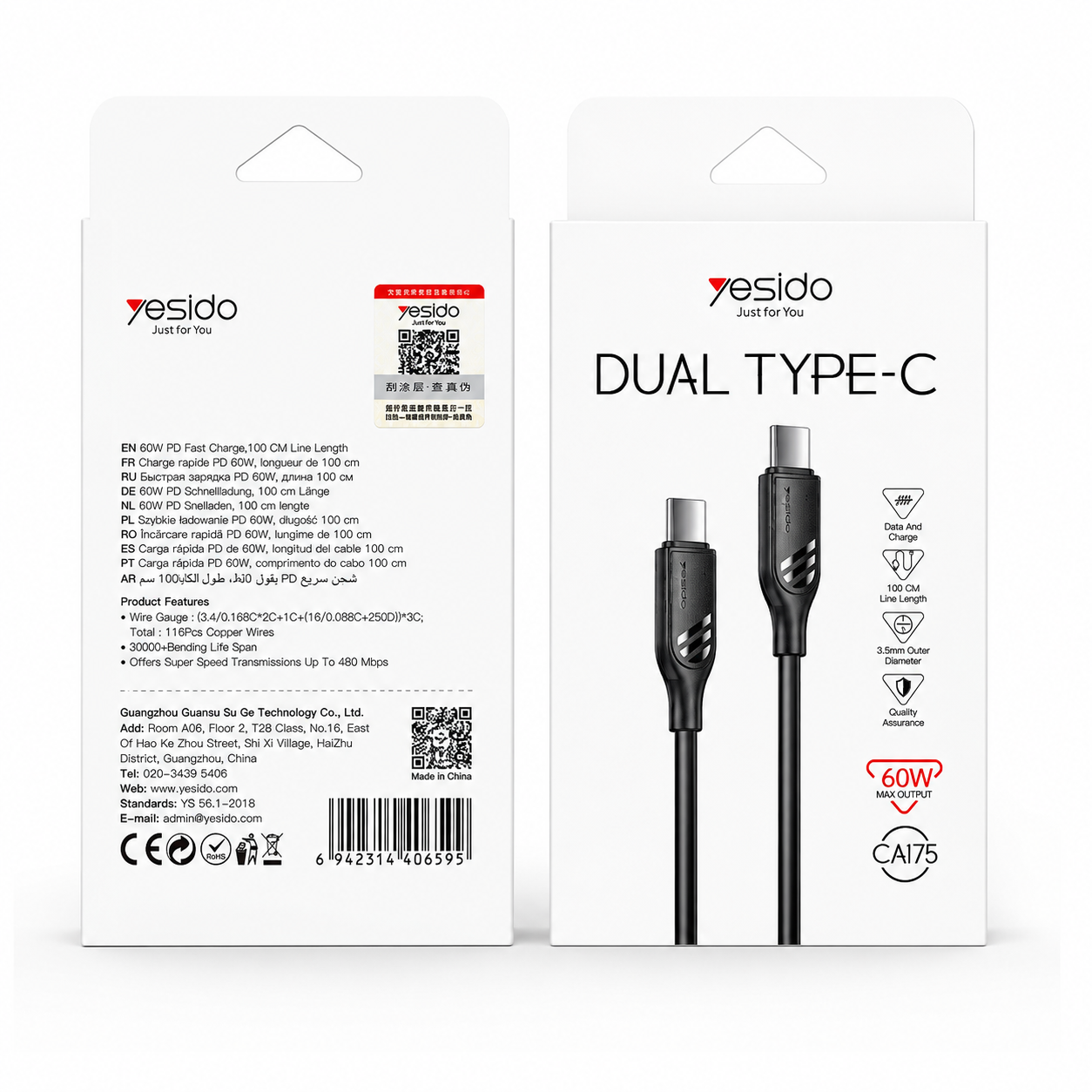 yesido cable typec-iphone CA176
