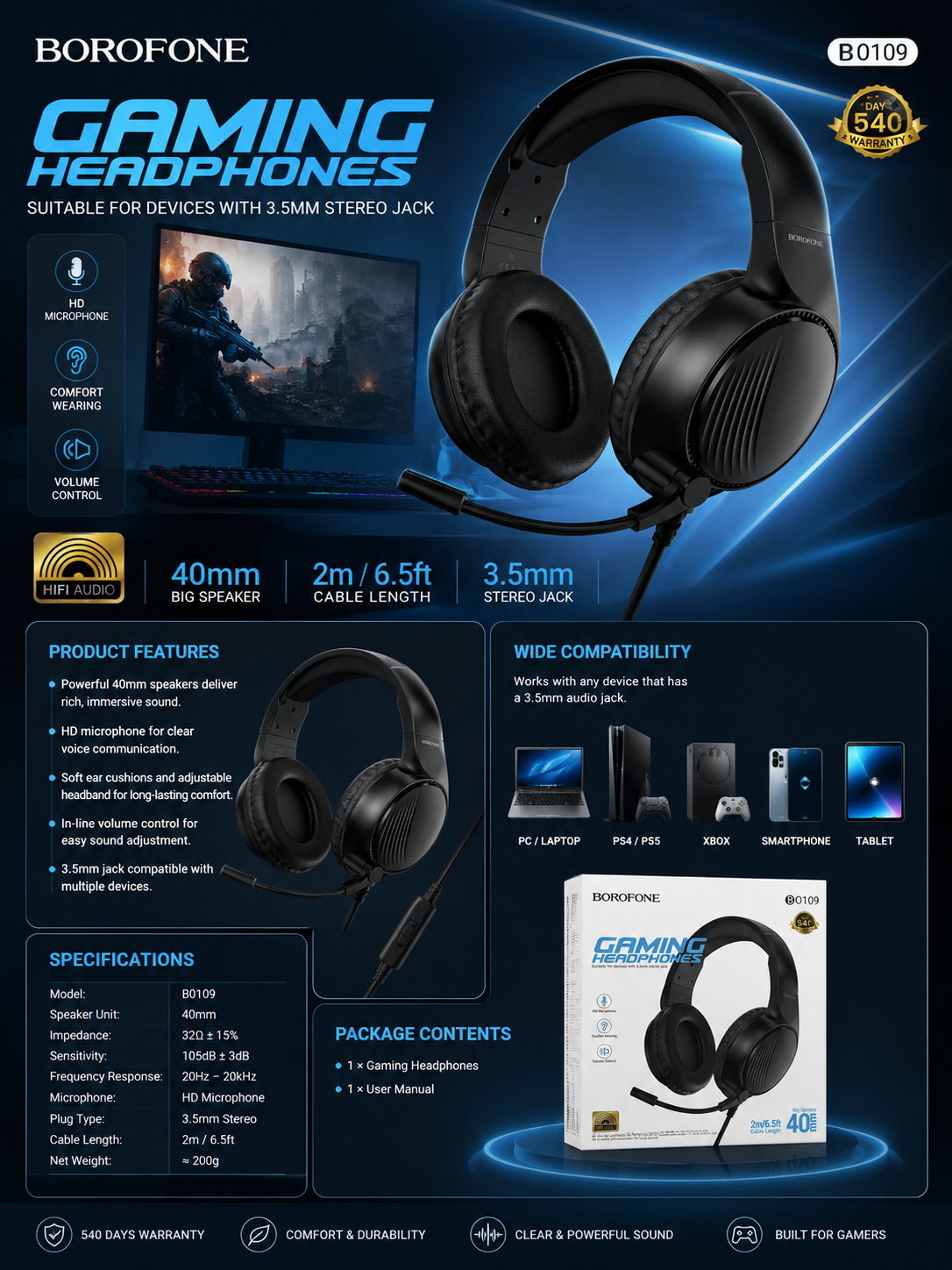 headset gaming BO109
